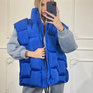 2023 wholesale new fashion girls duck down padded bodywarmer vests gilets plus size women's puffer sleeveless jackets