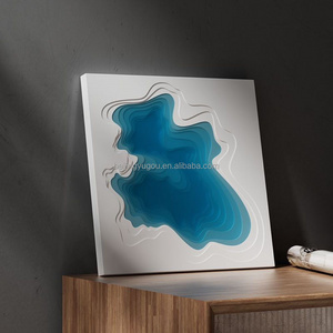 Modern Simple Lake Scenery Wall Decoration Painting Environmentally Friendly Concrete White Blue Home Decoration Painting