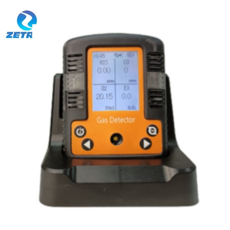 Zetron MS104K-M Data logger Rechargeable Portable Gas Detector O2 CO H2S LEL for Confined Space