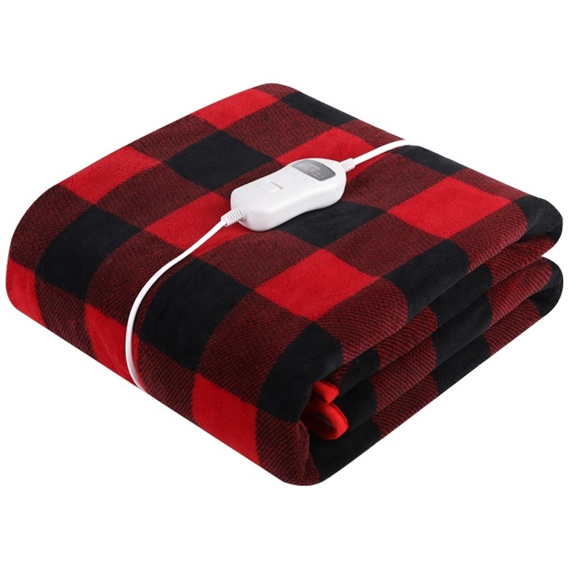 2023 Wholesale Flannel Sherpa Electric Warming Blanket Manufacturers with 1-10h Timer