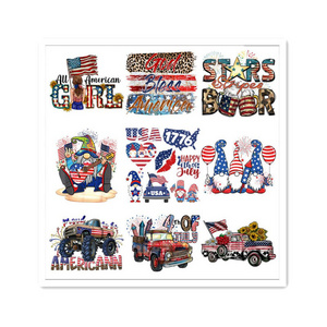 screen print transfer 4th July USA Independence Day,decorate 3d puff heat transfer vinyl transfers for t shirts