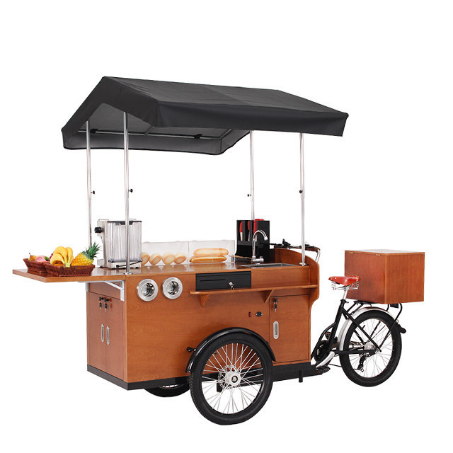 Electric tricycle coffee vending carts Mobile coffee bike for sale