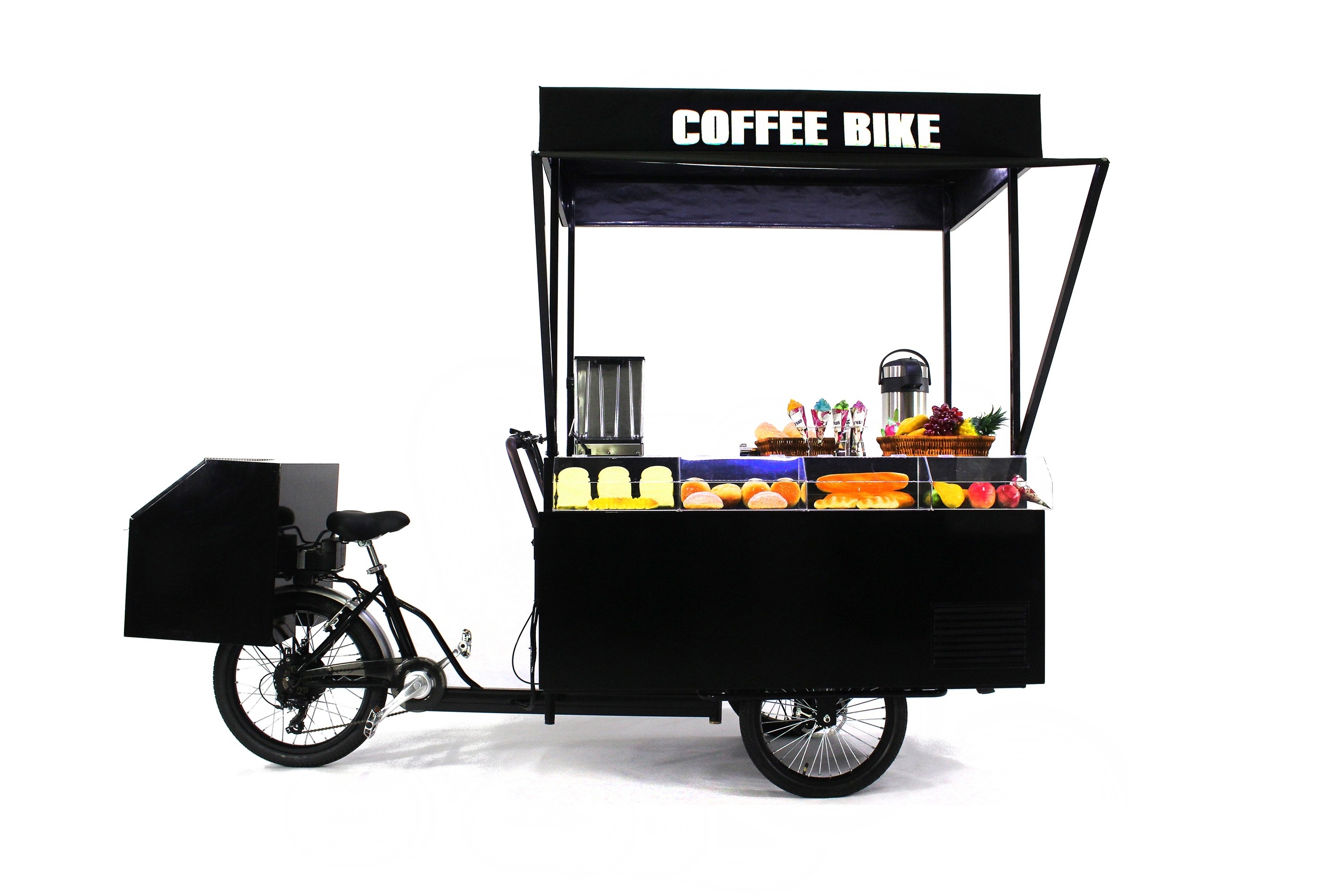 Three wheel electric bike food cart with freezer for sale