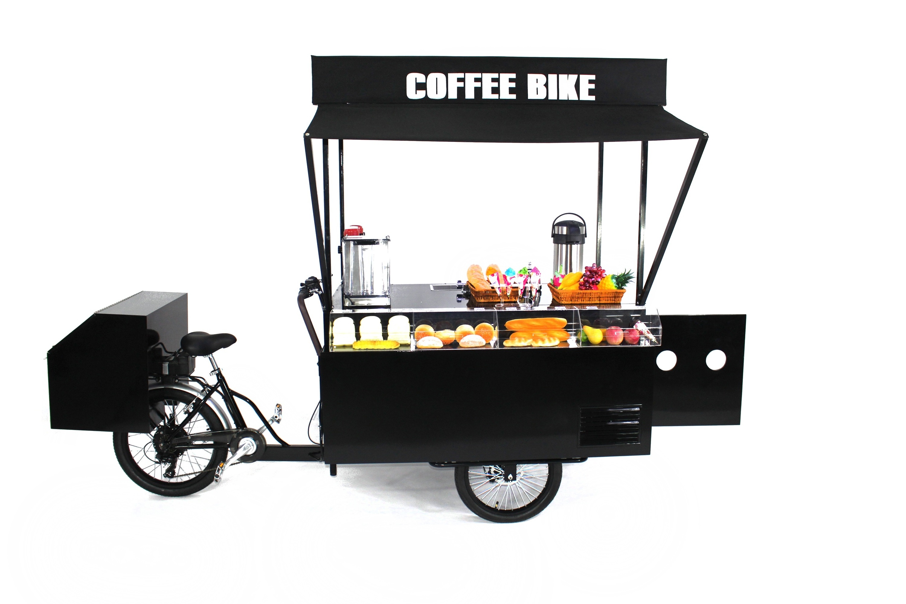 Three wheel electric bike food cart with freezer for sale