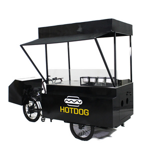 500W motor front loading tricycle hot dog carts hot dog bike with grill and fryer food truck