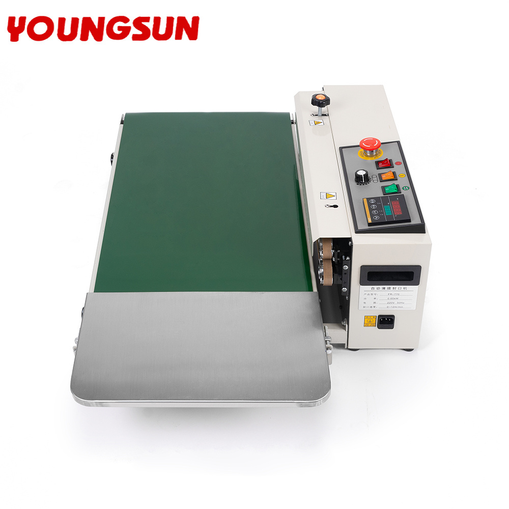 YOUNGSUN Automatic FR-770 400mm Conveyor Widen Stamp Printing Continuous Band Heat Packaging Sealing Machine