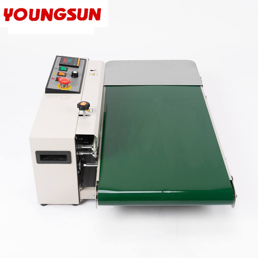 YOUNGSUN Automatic FR-770 400mm Conveyor Widen Stamp Printing Continuous Band Heat Packaging Sealing Machine