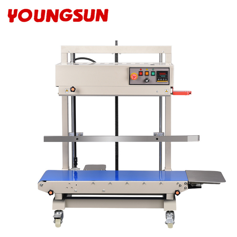 YOUNGSUN Large Bag Sealing Machine 8-63CM Height Adjustable FR-1100V Vertical Continuous Heat Plastic Bag  Band Sealer