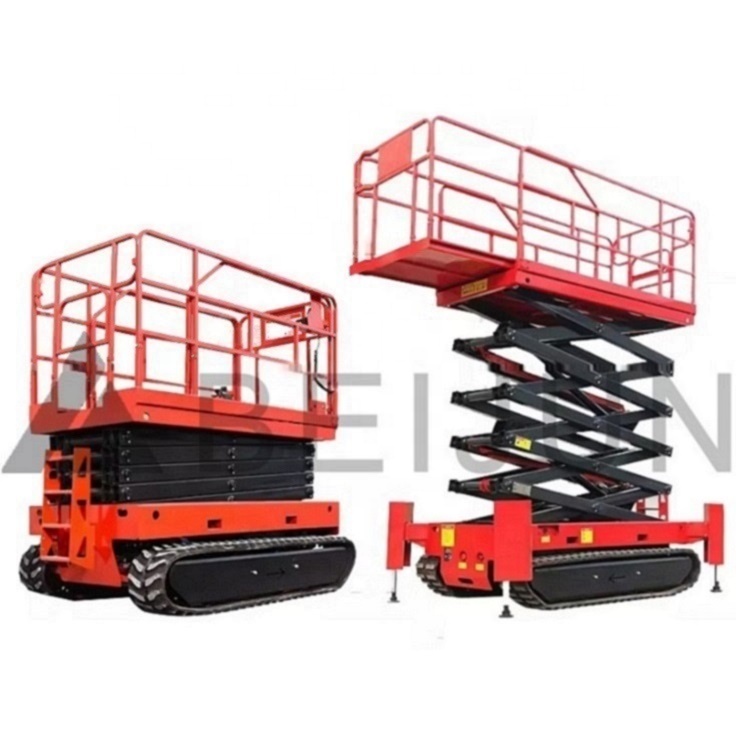 8m 9m 12m 200kg Electric Hydraulic Crawler Scissor Lift with Outriggers