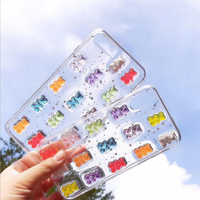 Wholesale Hot Selling Transparent Epoxy Bear Silicone Soft Phone Case for iPhone 14 Pro Max case