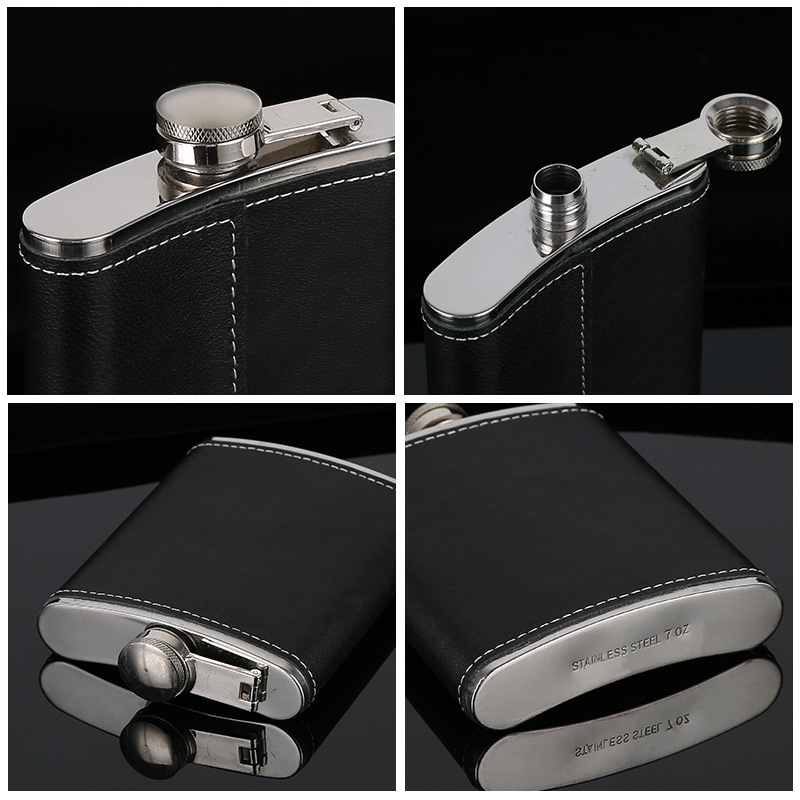 Custom 5 6 7 8 9oz Alcohol Hip Flask Male Whisky Wine Pot Bottle Portable Pocket Box Set Outdoor Stainless Steel Hip Flasks