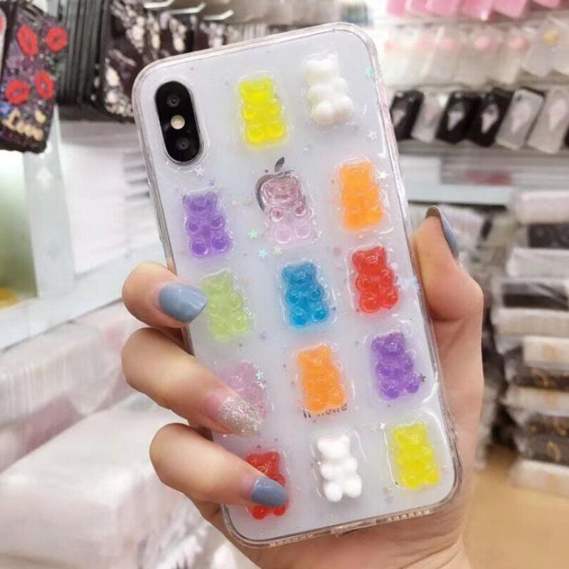 Wholesale Hot Selling Transparent Epoxy Bear Silicone Soft Phone Case for iPhone 14 Pro Max case