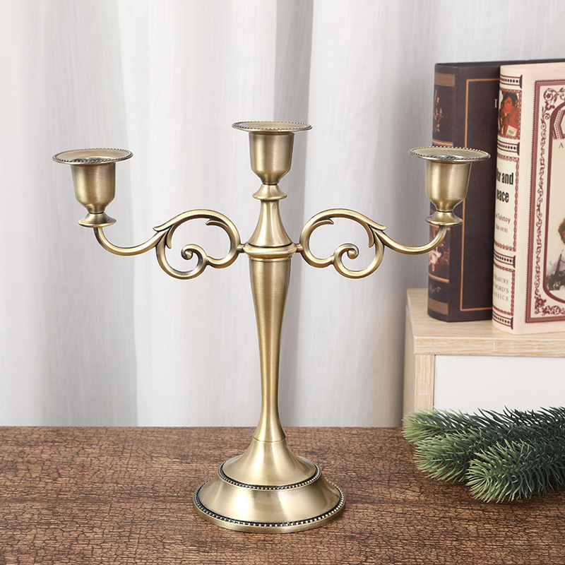 Nordic Style Gold Bronze Candle Holder 5 Arm Candelabra Wedding Props Hotel Evening Dinner Home Decoration Metal Candle Holder