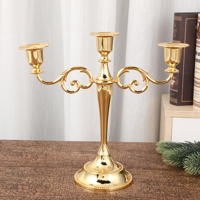 Nordic Style Gold Bronze Candle Holder 5 Arm Candelabra Wedding Props Hotel Evening Dinner Home Decoration Metal Candle Holder