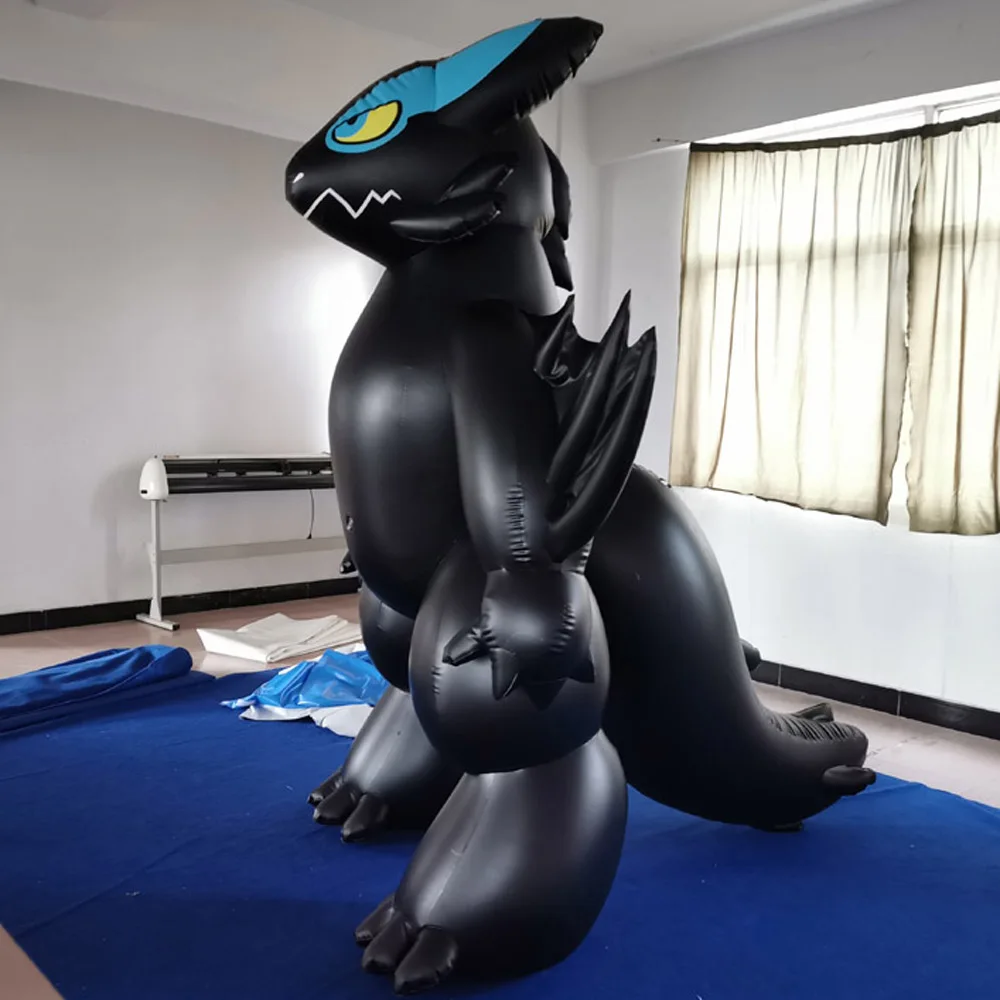 Beile Custom black Toothless 2.5 tall PVC inflatable dragon