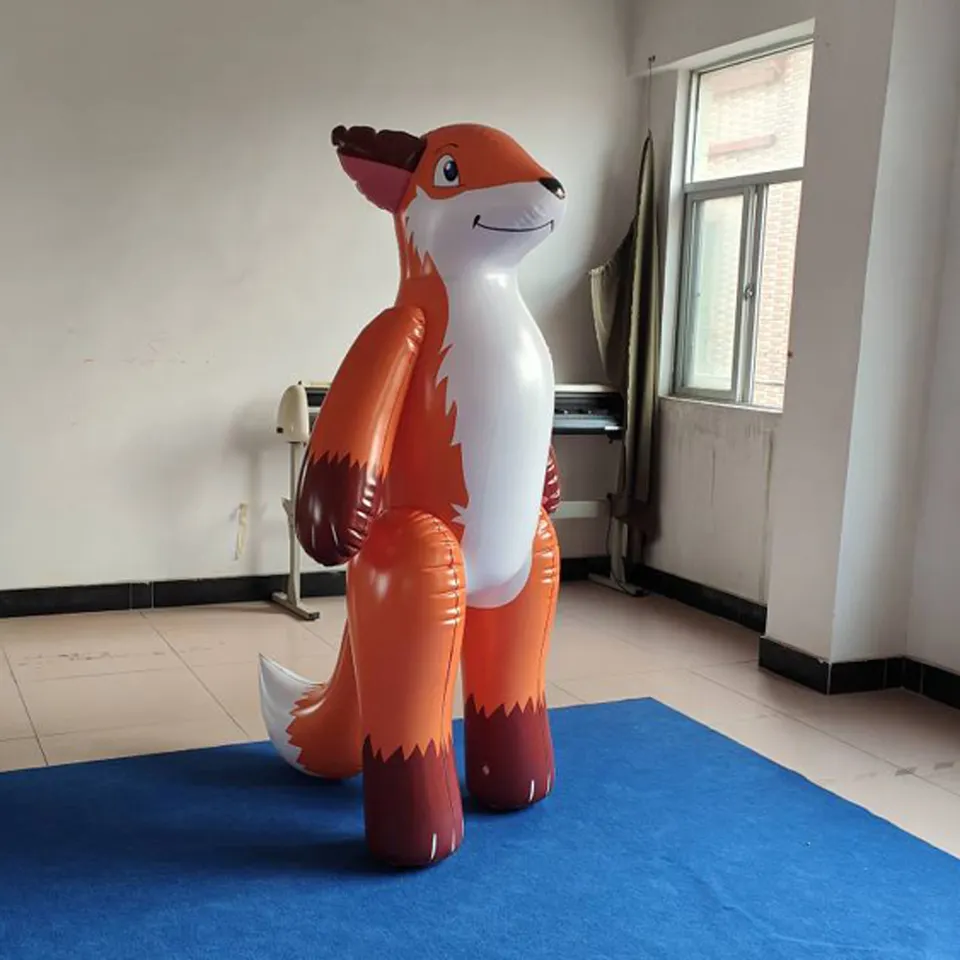 Beile Customize PVC Inflatable Fox Toy Inflatable Fox Doll Pet Squeak Toys