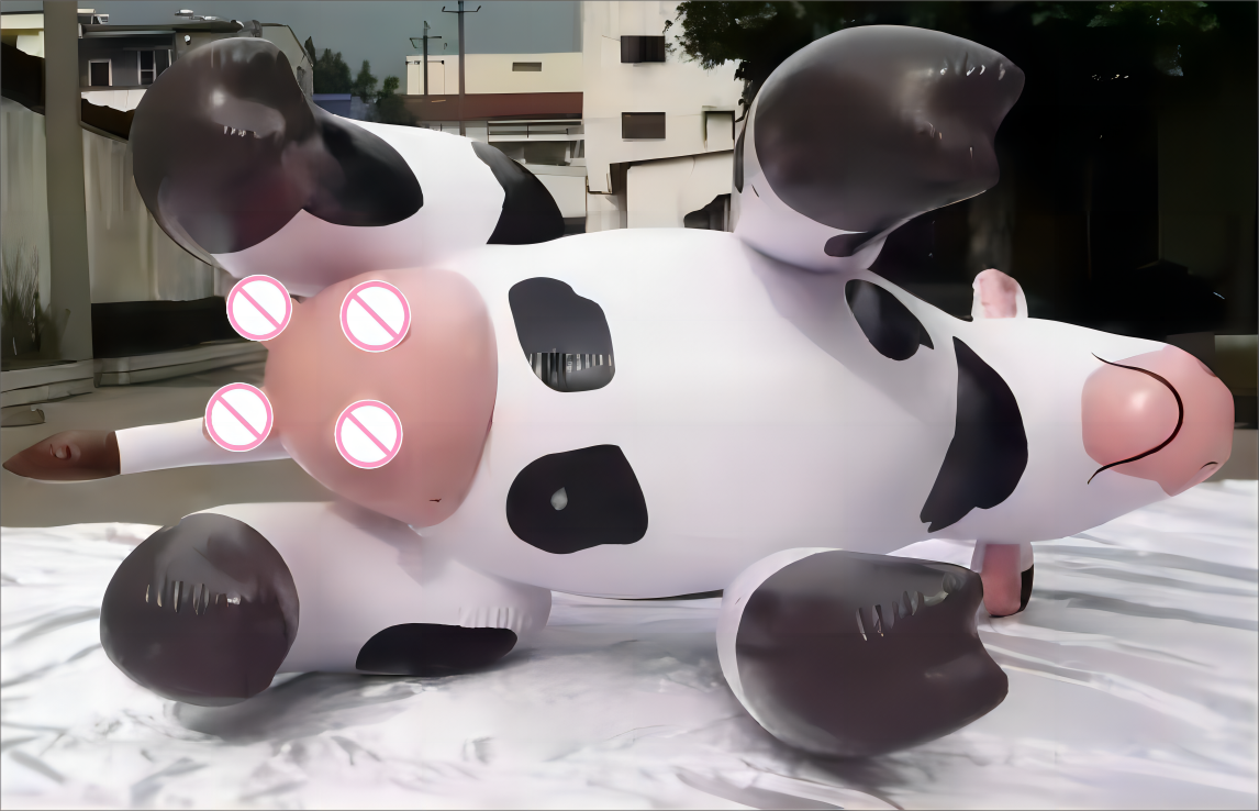 Customized Advertising Inflatable Cartoon Figure , Giant Inflatable Milk Cow For Farm Promotion