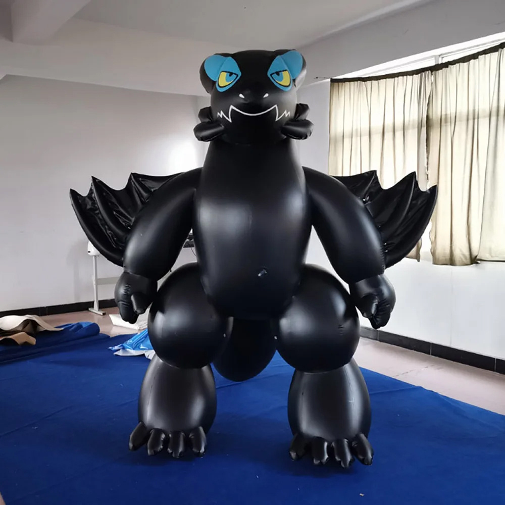 Beile Custom black Toothless 2.5 tall PVC inflatable dragon