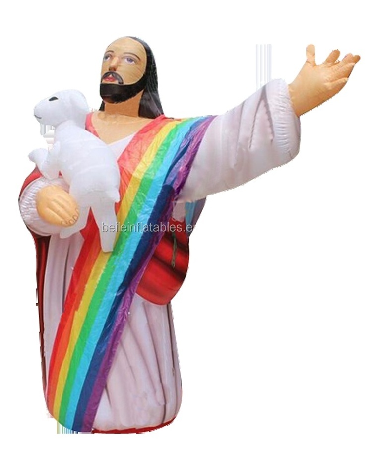 Outdoor holding lamb giant inflatable jesus