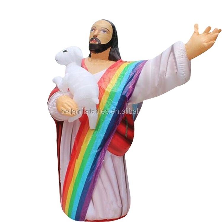 Outdoor holding lamb giant inflatable jesus