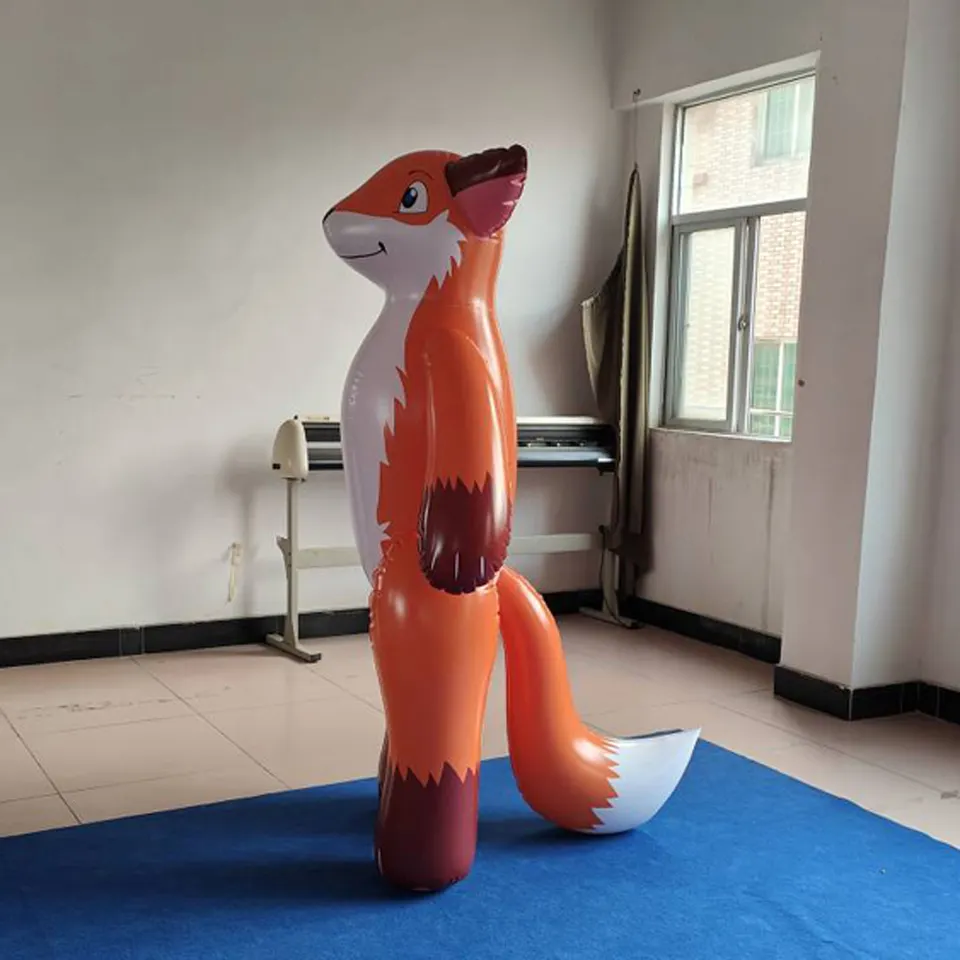 Beile Customize PVC Inflatable Fox Toy Inflatable Fox Doll Pet Squeak Toys