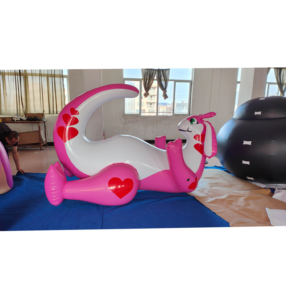 HOT sale quality PVC beile 2.2m long lovely inflatable pink laying dragon with sph