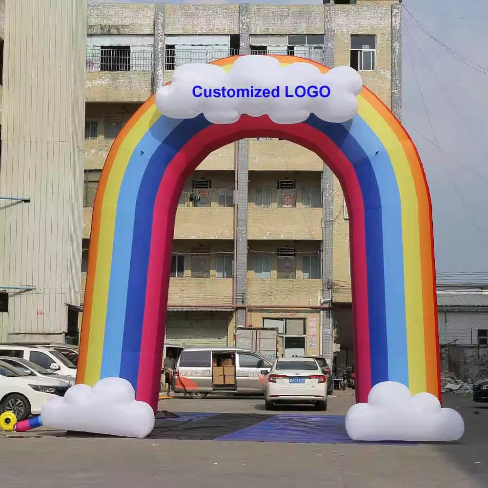 BeiLe Custom Lighted Inflatable Rainbow Arch For Event Inflatable Finish Line Arch