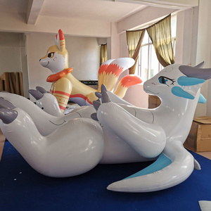 Customized 3m long  inflatable laying white dragon for sale