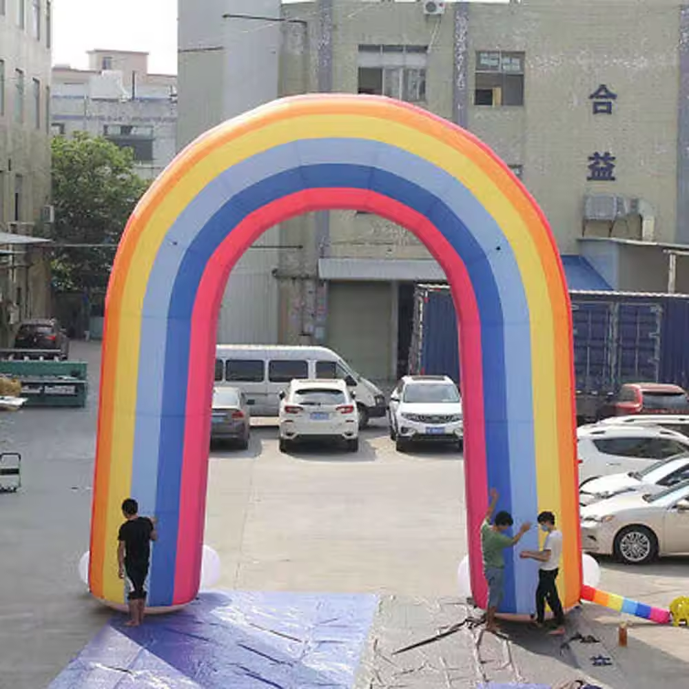 BeiLe Custom Lighted Inflatable Rainbow Arch For Event Inflatable Finish Line Arch