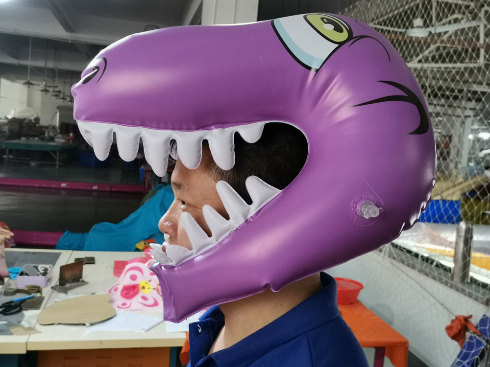 Customized pvc  purple  inflatable dinosaur head gift