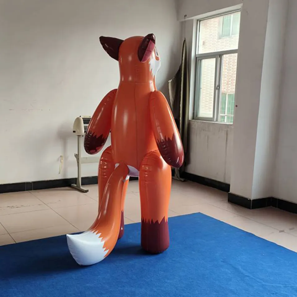 Beile Customize PVC Inflatable Fox Toy Inflatable Fox Doll Pet Squeak Toys