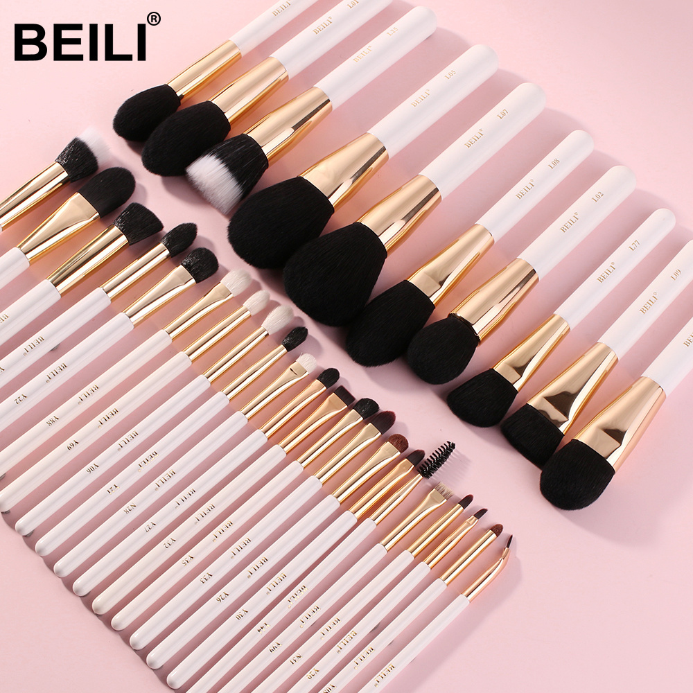 BEILI Luxury high quality Cosmetic Makeup Brush Set XGF Natural Goat Hair 32pcs Powder Blush Eyeliner Eye Shader Makeup Brushes