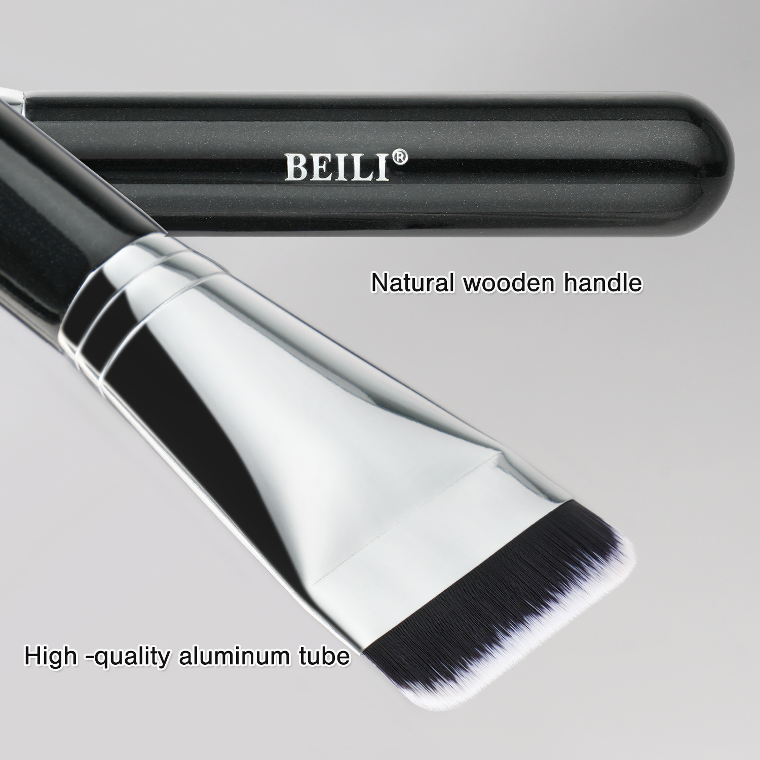 BEILI New 1-in-1 Ultra-Thin Pink Vegan Concealer and Foundation Brush Custom Wood Handle Luxury Face Flat Mask Synthetic Brush