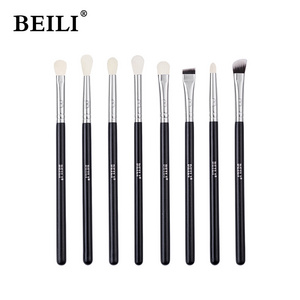 BEILI detailed eye shader makeup brushes black 8pcs eyeshadow professional custom label low moq brochas para maquillaje logo