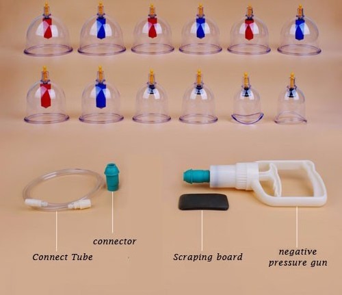 Glass cupping set 32 with silicone cupping therapy set with facial cupping set for face