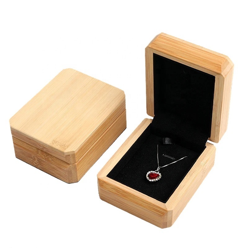 Luxury Real Bamboo Wood Jewelry Box Bracelet Bangle Pendant Necklace Ring Jewellery Gift Packaging Boxes with Velvet Interior