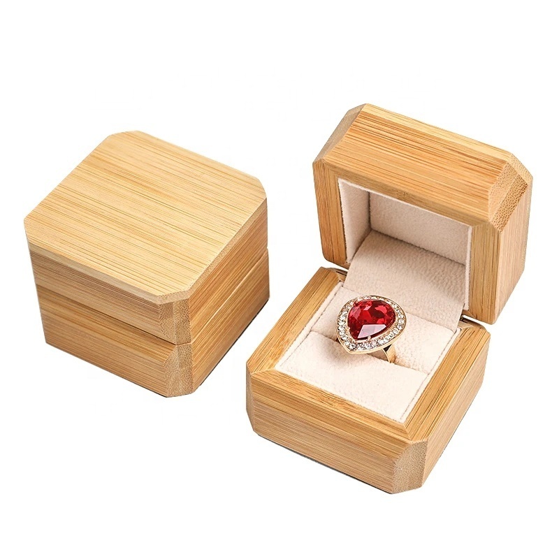 Luxury Real Bamboo Wood Jewelry Box Bracelet Bangle Pendant Necklace Ring Jewellery Gift Packaging Boxes with Velvet Interior