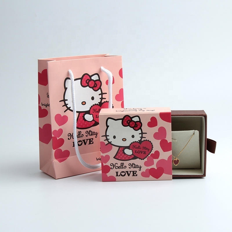 Wholesale Custom Logo New Empty Drawer Box hello kitty jewelry box