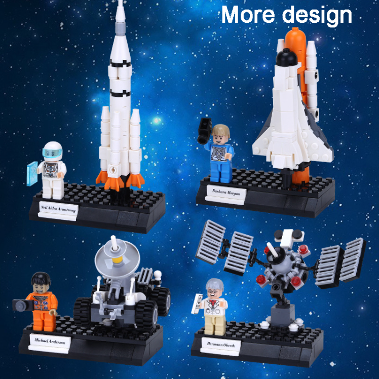 Small particle building blocks new astronaut space series satellite launch base assembled 105pcs educational toys