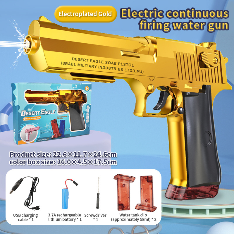 Wholesale high quality summer outdoor  Full Auto Splatter water gun 2 Color golden and sliver electroplating type for kids