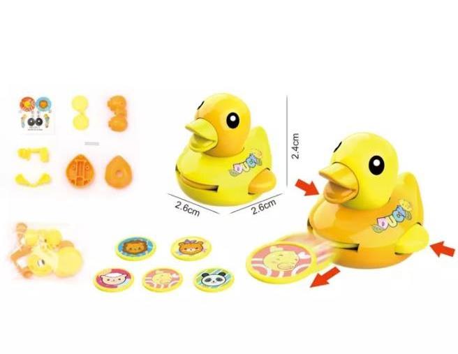 DIY mini yellow duck assembly ejection flying saucer launcher educational plastic children's toys