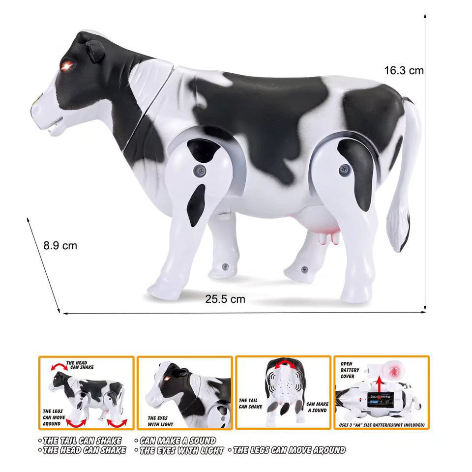 Simulation animal Wild cow walkable with sound and light model set battery operated electricity gifts kids toys