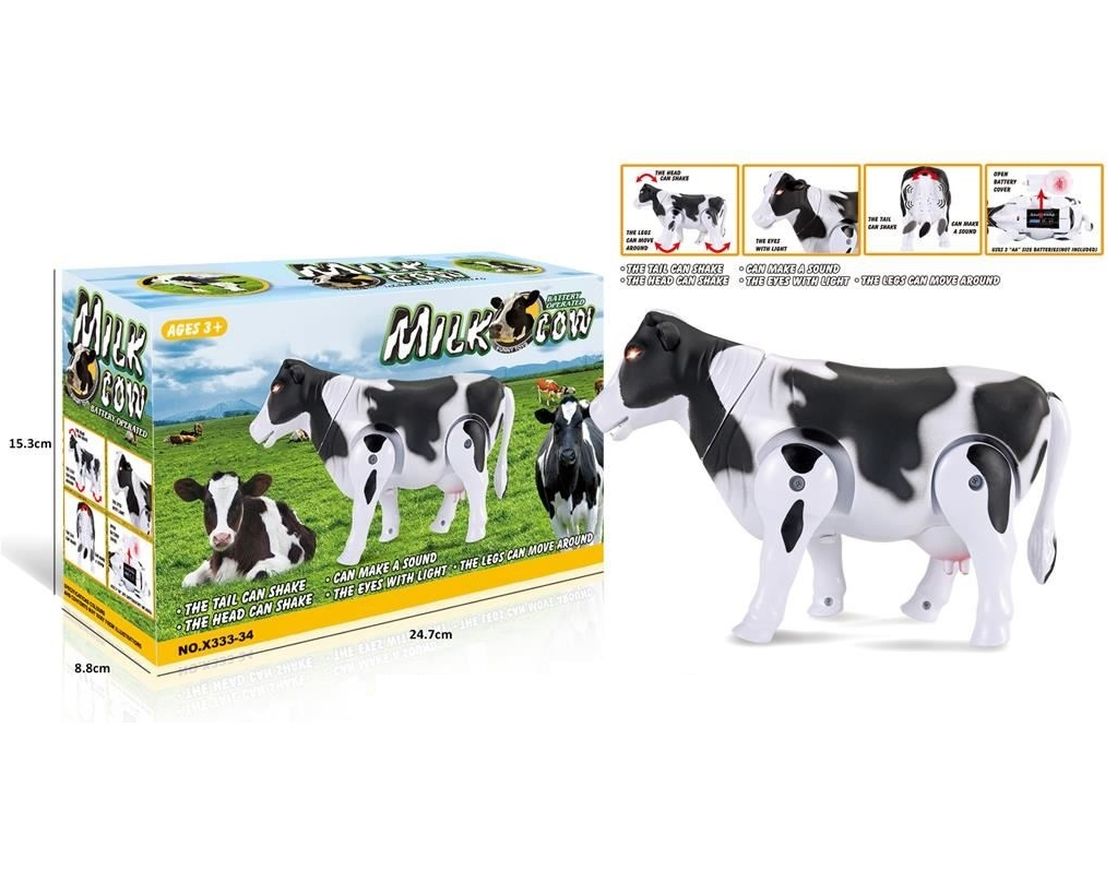 Simulation animal Wild cow walkable with sound and light model set battery operated electricity gifts kids toys