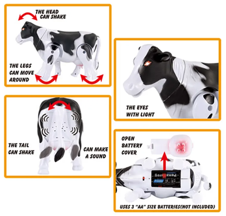 Simulation animal Wild cow walkable with sound and light model set battery operated electricity gifts kids toys