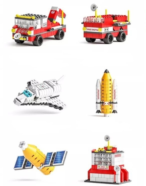 Space Shuttle 1000pcs Small Particle Building Block Assembly Skyrocket Model Airplane Satellite 6 in 1 Puzzle Gifts Boy Toys 18