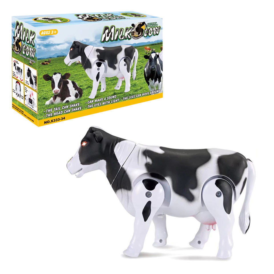 Simulation animal Wild cow walkable with sound and light model set battery operated electricity gifts kids toys