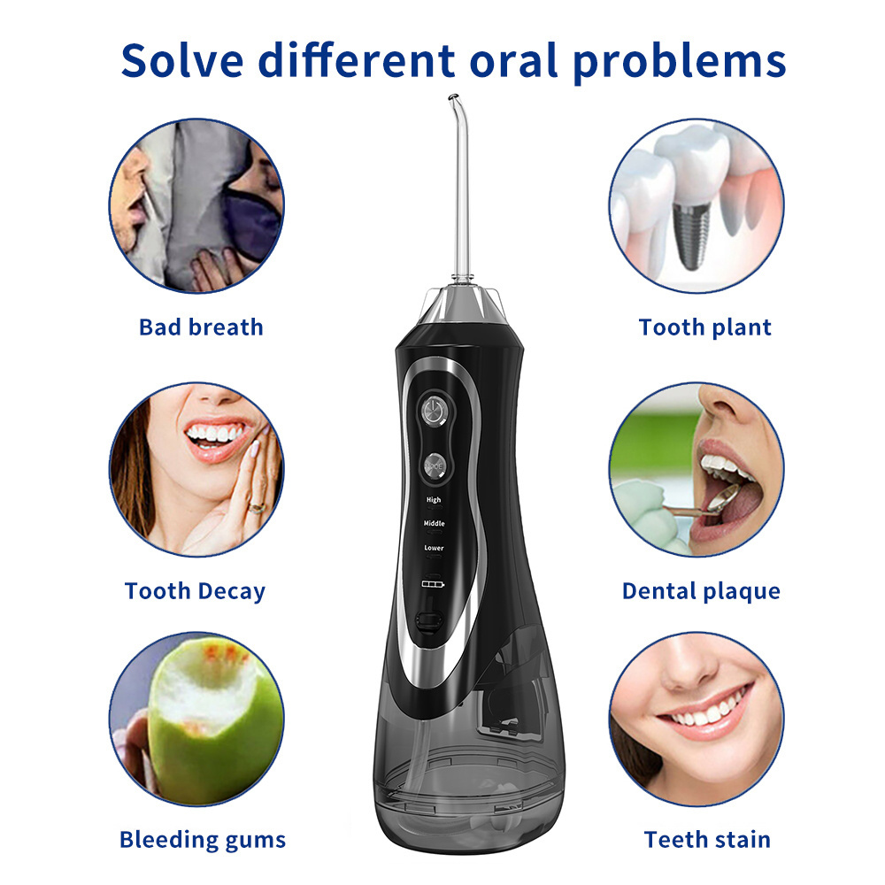 New Design Portable Oral Irrigator Dental Ipx7 Jet Faucet Pick Teeth Cleaner Cordless Spa Tooth Care Electric Pik Water Flosser