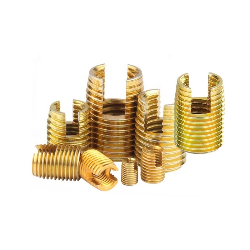 Hard Material 302 Self Tapping Slotted Female Threaded Insert Nuts M3 M4 M5 M6 M8 Brass Heat Install Threaded Inserts For Metal