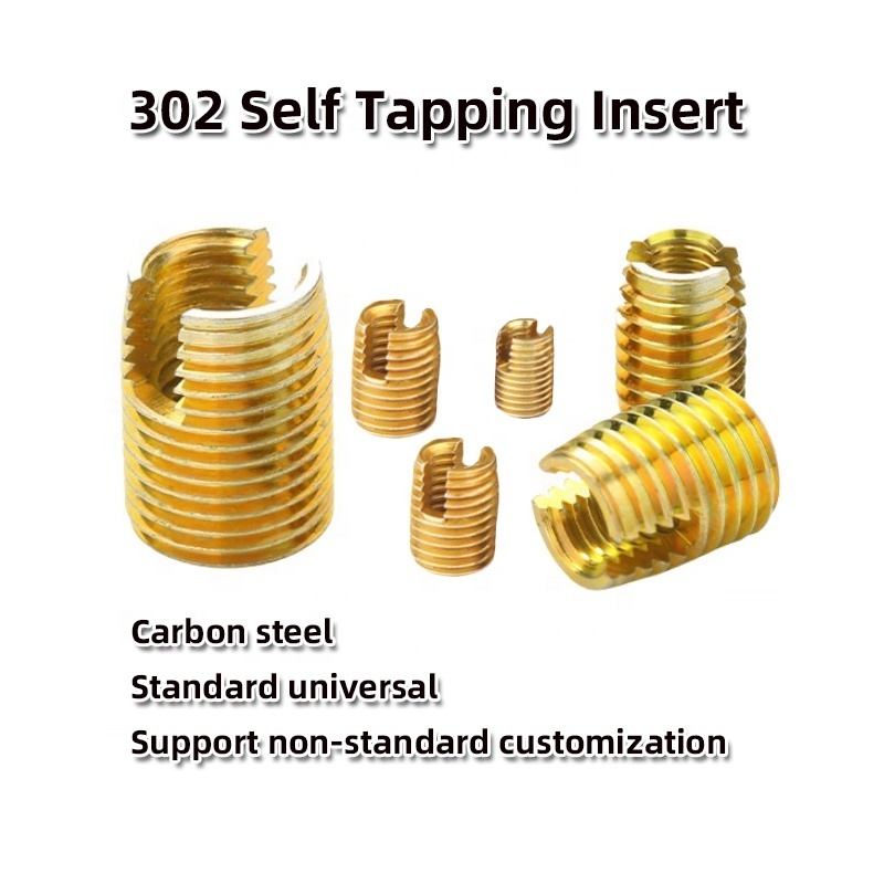 Hard Material 302 Self Tapping Slotted Female Threaded Insert Nuts M3 M4 M5 M6 M8 Brass Heat Install Threaded Inserts For Metal