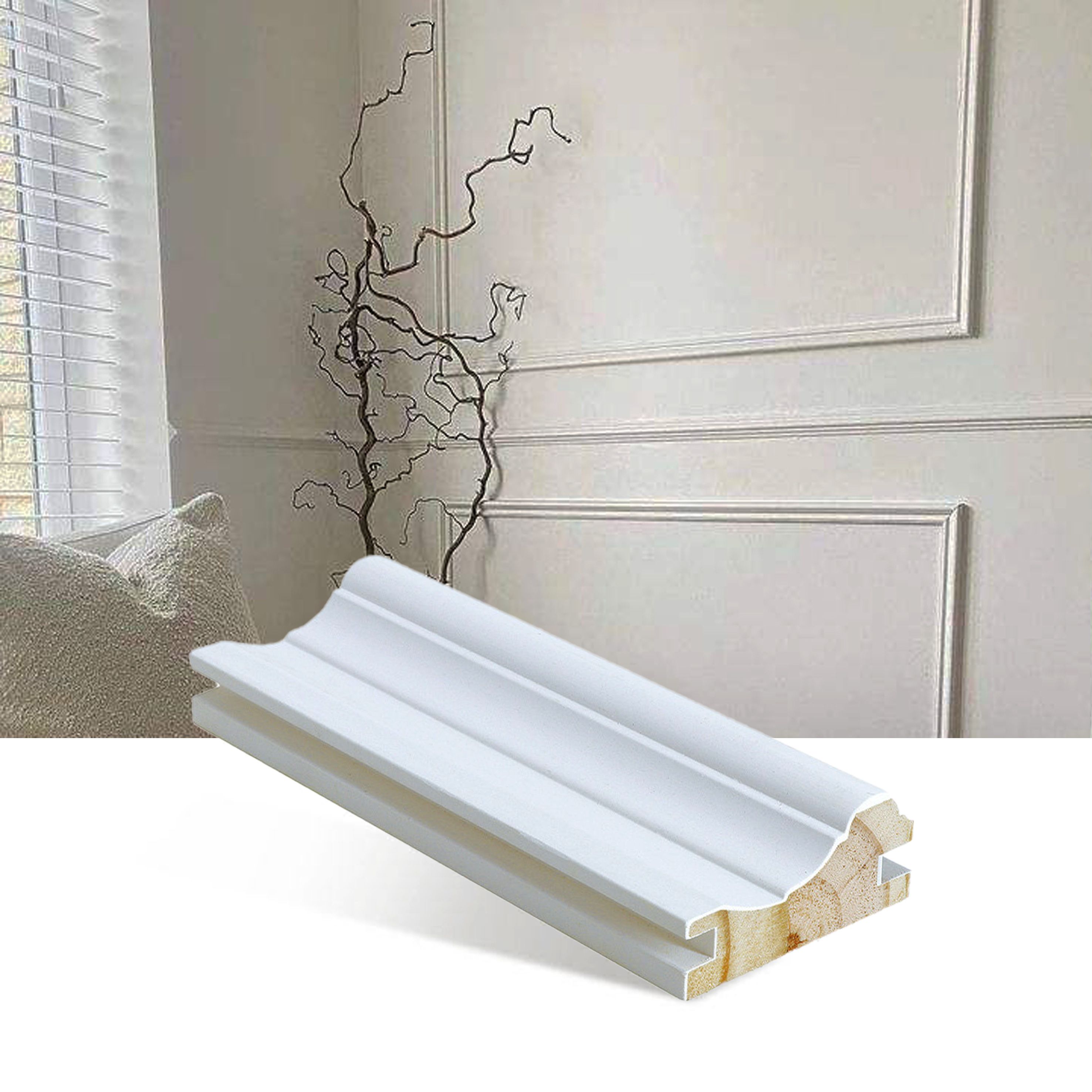 Easy To Clean Indoor Decorative Skirting Board White Paint Floor Accessories Wooden Skirting Board